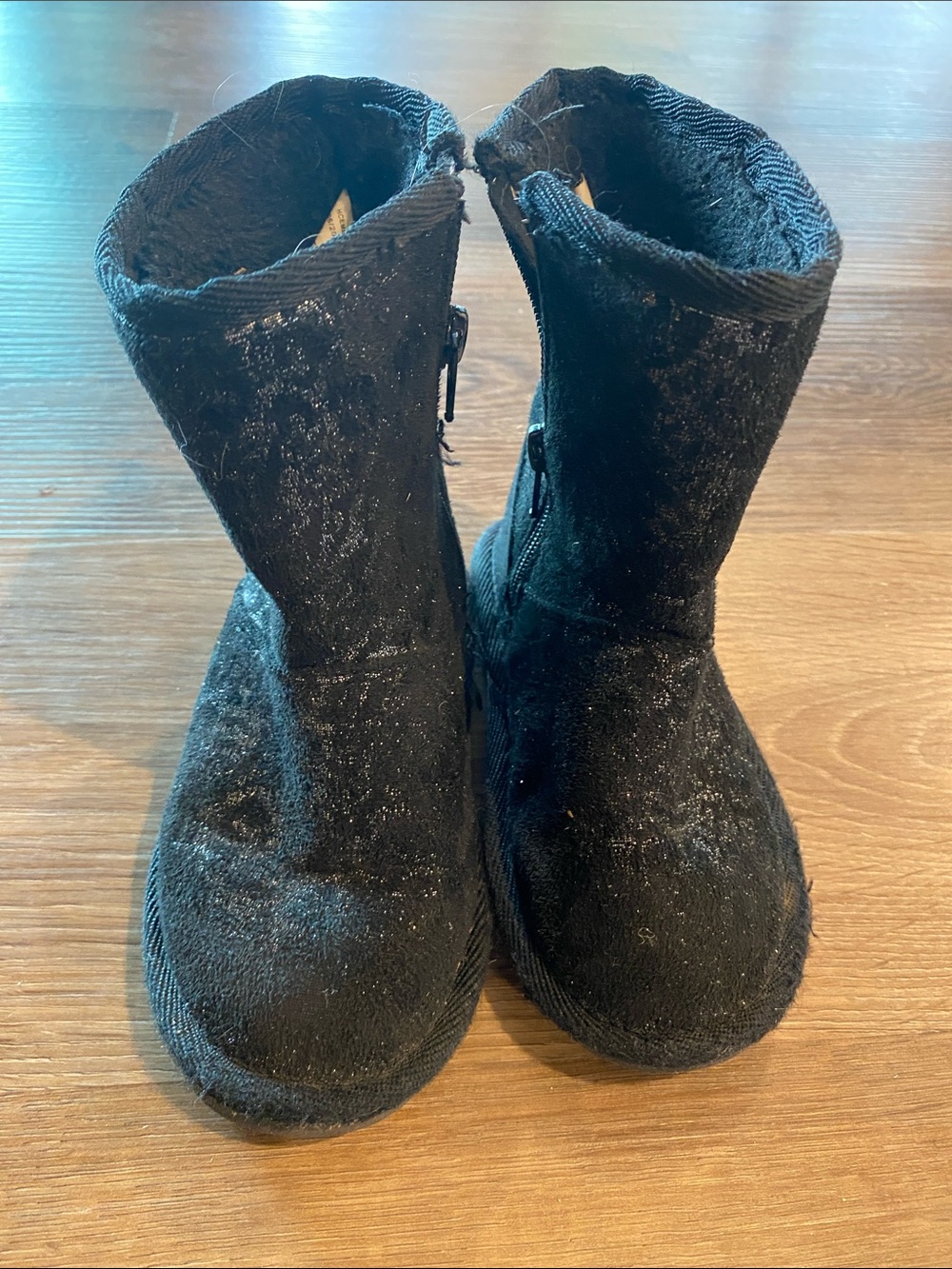 Harper Canyon Black Kids Fuzzy Side-Zip Boots
